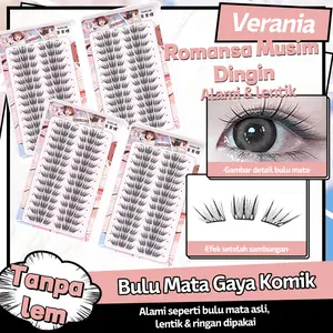 Verania Bulu Mata Extension Tanpa Lem, Langsung Tempel & Mudah Dipasang, Ada Gel Perekat Jelly Alami, Harga Murah Hemat | Bulu Mata Palsu Efek Natural Riasan Mata Premium Bulumata Eyelash Ceria Peri Desain Realistis cluster lashes