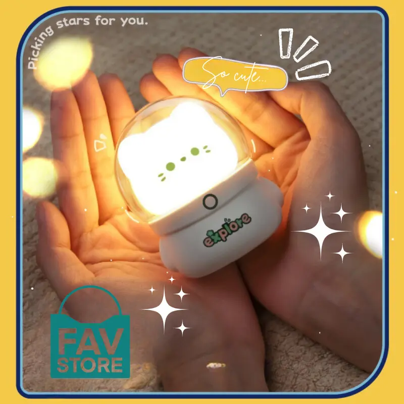 Lampu Meja Unik Aesthethic Model Astronot - Lampu Tidur Mini Aesthetic Rechargeable - Aksesoris Kamar Tidur Aesthetic 2