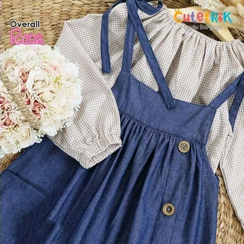 One Set Anak Perempuan Remaja Tanggung Umur 7-15 Tahun Rona Kids Set Overall Bahan Katun Square Mix Supernova Gamis Anak Perempuan Kekinian Setelan Anak Perempuan Jalan jalan Terlaris Viral 2