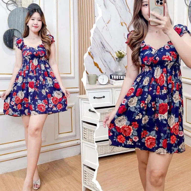 LINDY Daster Bali Pendek - Daster Putri Bali Mini Rayon Motif Bahan Adem Lembut Nyaman / Daster Midi Santai Wanita Dewasa Bumil Busui / Dress Tidur Remaja Sexy Viral Kekinian 8