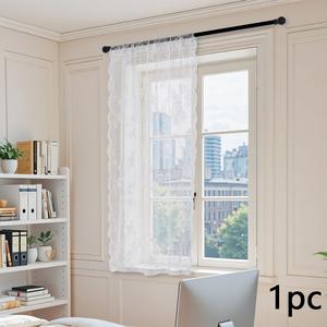 Cortina de encaje, 1 pieza de estilo romántico translúcido, cortina para ventana flotante en el balcón, decoración para oficina y hogar