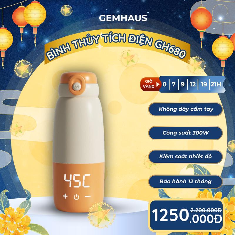 Dùng Pin Bình thuỷ điện mini Gemhaus GH680 không dây cầm tay công suất 300W tiện lợi