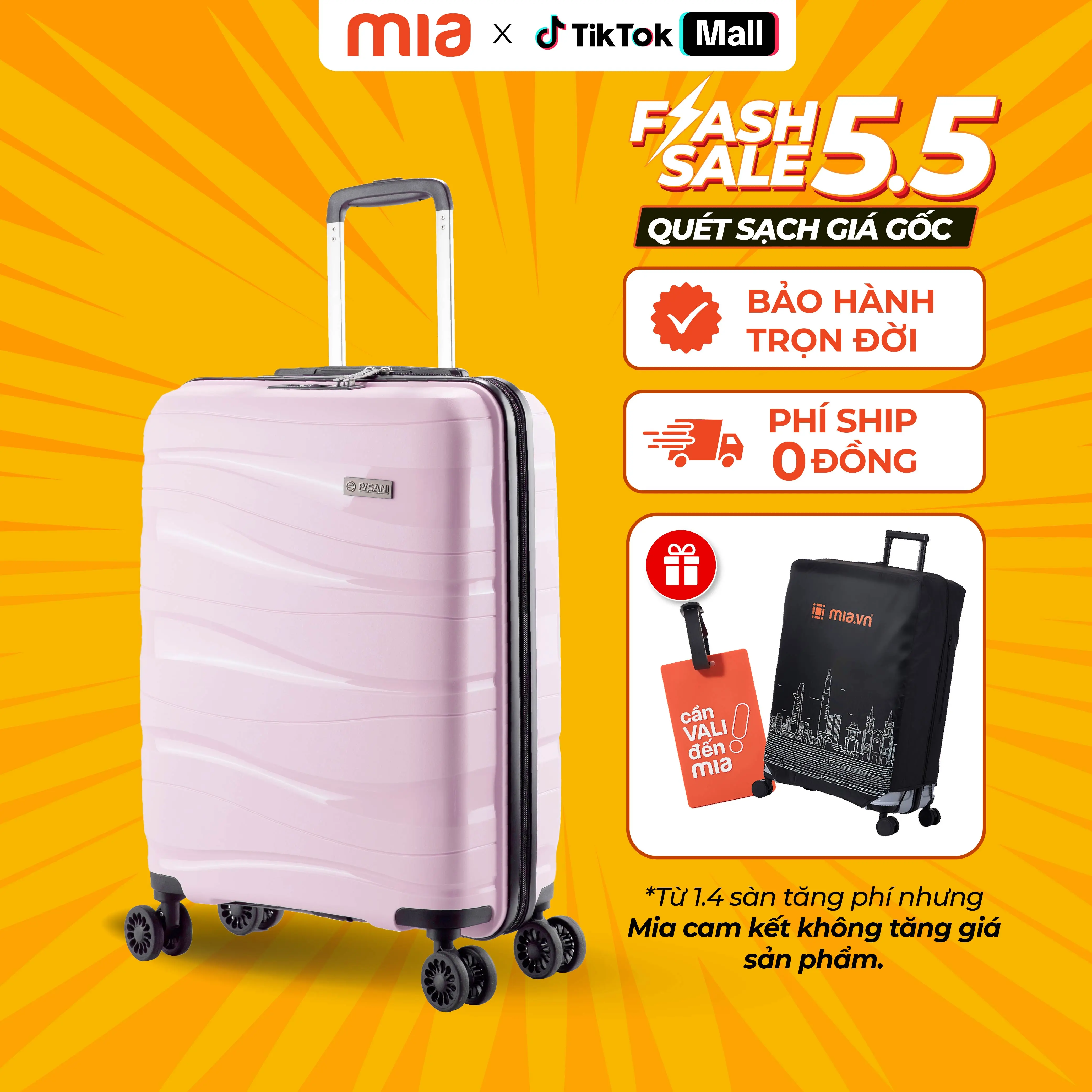 [HÀNG HOT GIỚI HẠN] Vali du lịch Pisani LANI 2 Size - 20/24 Thân nhựa PP hạn chế bể vỡ tốt, bất chấp mọi va đập, khoá số TSA chuẩn quốc tế, BẢO HÀNH MIỄN PHÍ TRỌN ĐỜI