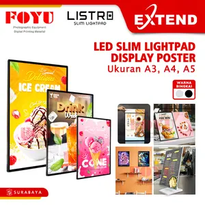 Listro LED Slim Light Pad A3 A4 A5 Neon Box Display Sign Board Cafe LED Menu Poster Banner Lampu Frame