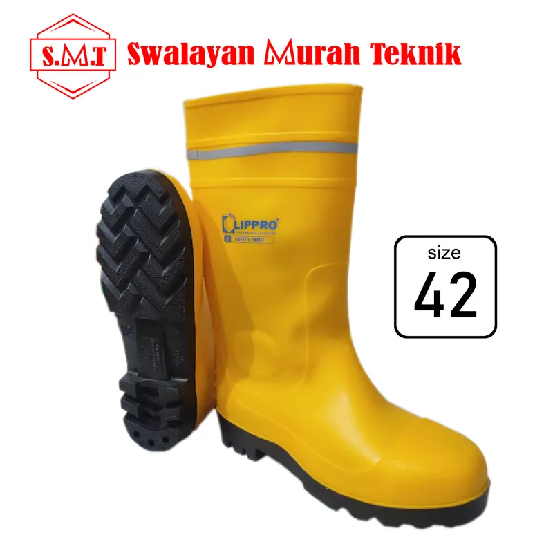 Sepatu Boot LIPPRO Safety Boot Multifungsi Rubber Steel Toe Anti Slip S4 Kuning 100% PVC Size 40-43 - Shoes 2