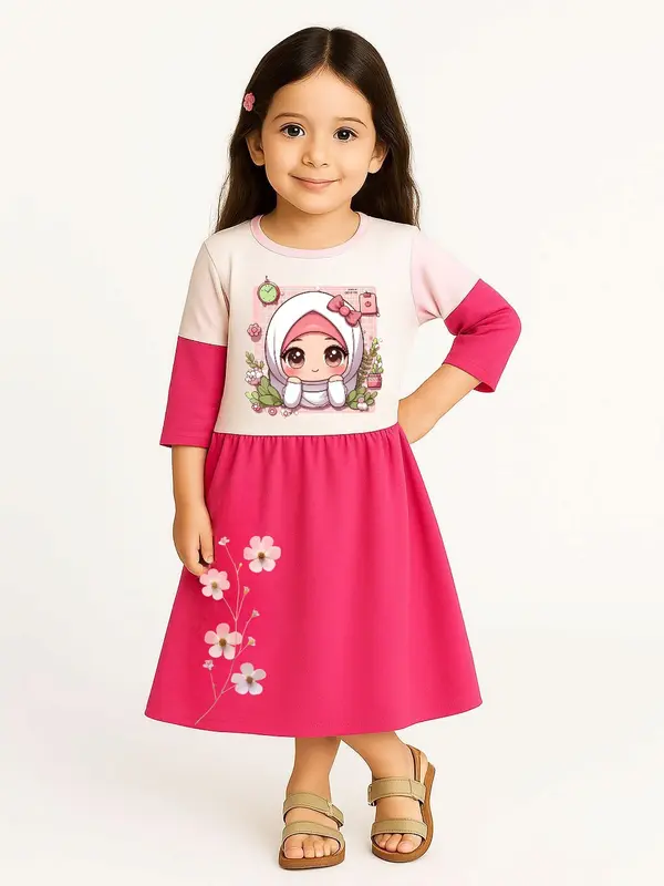 Setelan Rok Panjang Anak Perempuan Bahan Katun Untuk Usis 3-12 Tahun Fashion 0