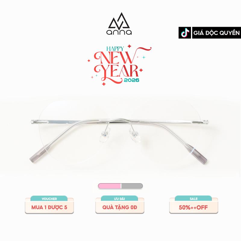 LIVE Gọng Kính Khoan Không Viền ANNA Dáng Tròn Cao Cấp SM21007