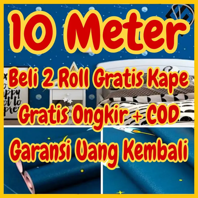 Wallpaper Dinding 10 m 10 meter 45 cm x 10 m MOTIF KARAKTER DORAEMON HELLO KITTY SPONGBOB SPIDERMAN AWAN KEROPPI SPIDERMAN DORAEMON POLKADOT AWAN LAYANG 0
