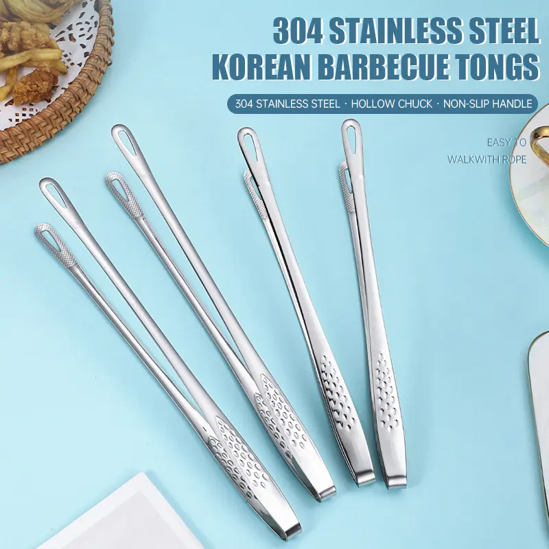 【HomeLab】 Jepit Makanan Daging Korean BBQ Steak Clip Klip Pemanggang Stainless Steel Anti Selip Multifungsi