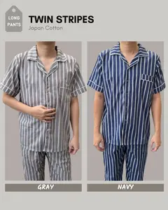 Piyama Katun Pria / Piyama Twin Stripe / Baju Tidur Celana Panjang