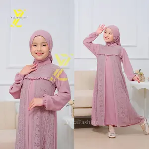 Gamis Anak Aleena Kids / Gamis Crinkle Airflow Mix Brukat Set Jilbab / Gamis Brokat Malika Mewah Kekinian / Dress Pesta / Gamis Lebaran / Baju Gamis model baru 2025 / Gamis Putih Anak Perempuan 3-12 Tahun