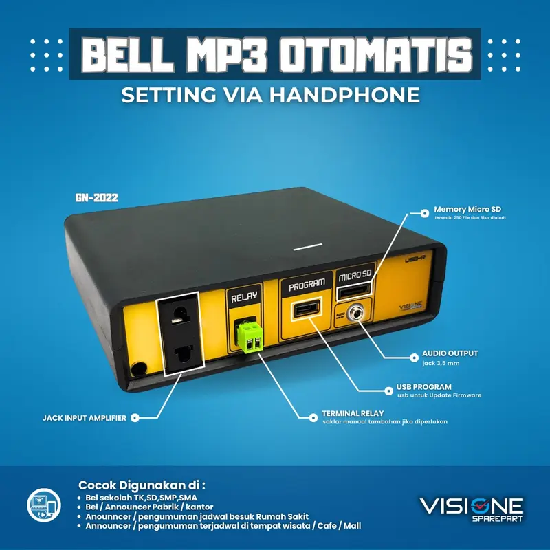 Bel sekolah otomatis Mp3 Wifi seting via handphone bel pabrik bel kantor otomatis Bluetooth 3