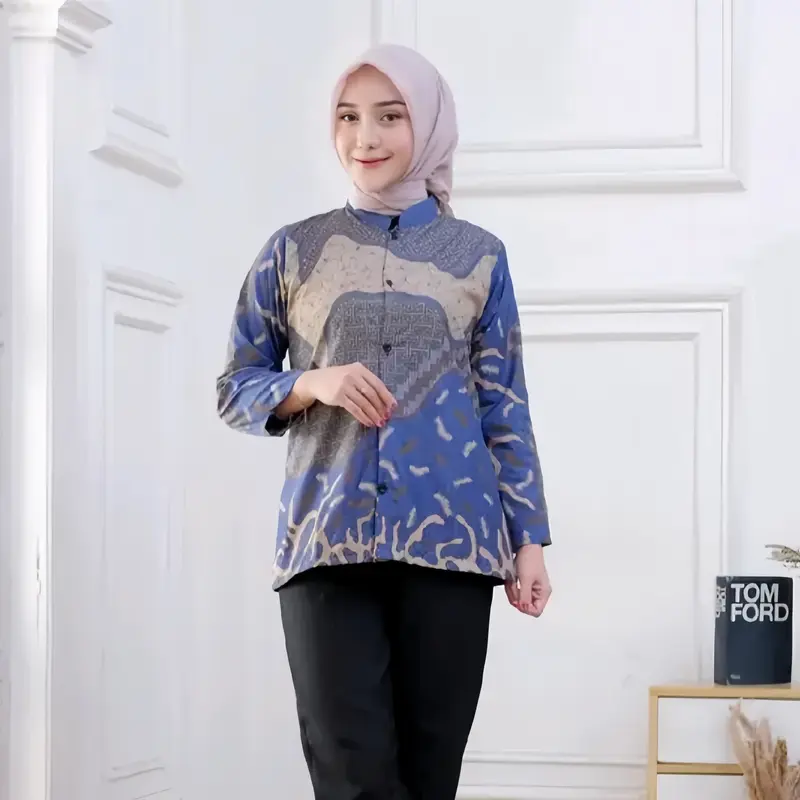 Bisa COD - Baju Batik Wanita Anak Remaja Dewasa Pakaian Atasan Blus Kerja Modern Baju Batik Wanita Terbaru Terlaris Cewek 6