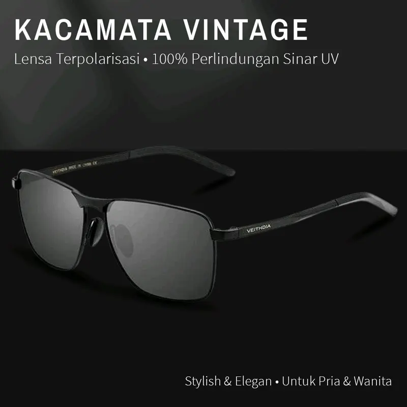 Kacamata Vintage UV Polarized VEITHDIA untuk Pria dan Wanita - Sunglasses, Lensa, Aksesoris, Eyewear 0