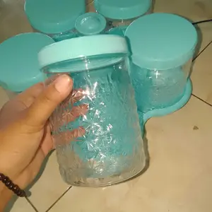 TOPLES Snack KRISTAL Premium JEON Lima Bunga Toples Set Nampan Toples Kue Kering Toples Set Lebaran 5in1 Calista