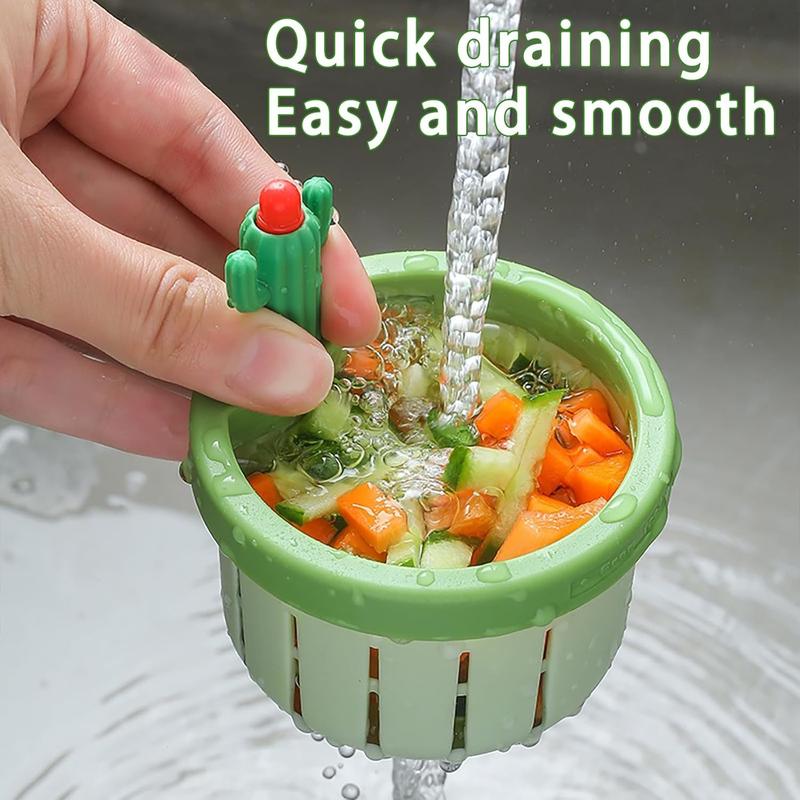 Product Introduction of Cactus Kitchen Sink Drain Strainer, Cactus Sink Filter Sink Strainer Basket Kitchen Sink Drain Basket Food Catcher Easy Lifting and Automatic Dumping Sink Filter 6