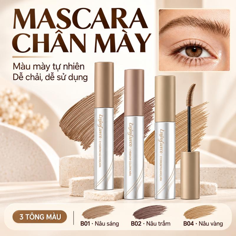 Mascara Chân Mày 3 Màu, Lên Màu Tự Nhiên, Đầu Cọ Dễ Chải, Dễ Sử Dụng VN