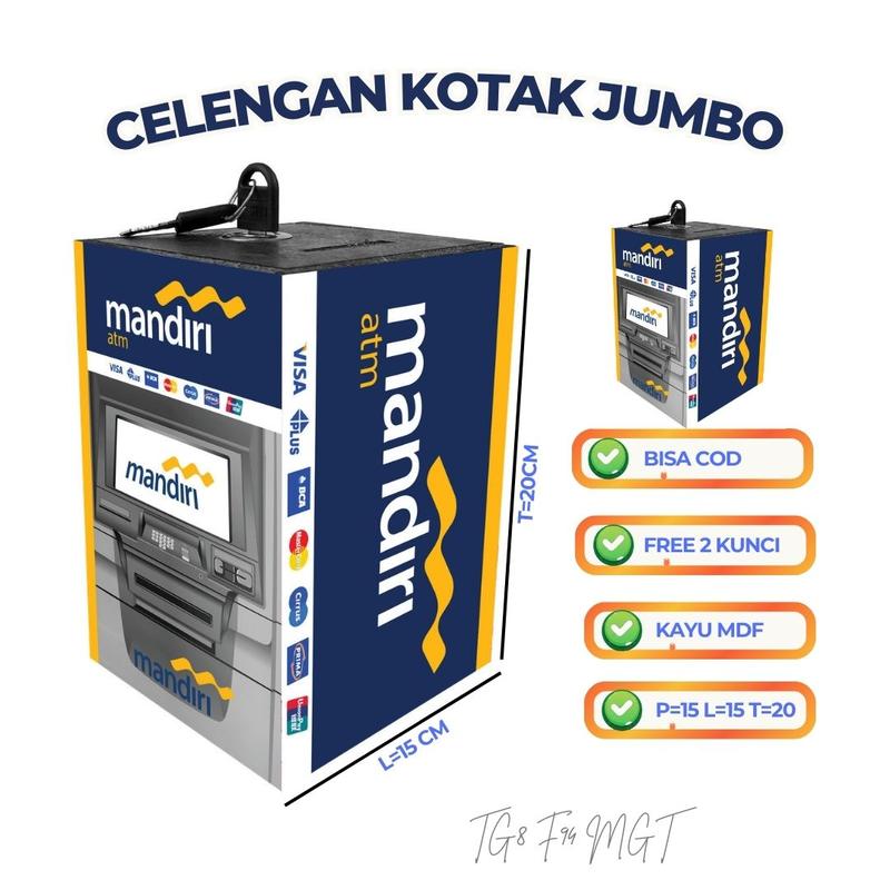 Celengan ATM Murah Jumbo 15x20 Karakter Mini Bank Dengan Kunci Kotak Penyimpanan Uang Tabungan Kunci Viral Anti Rayap 6
