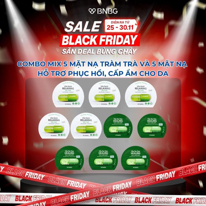   CFV 15  Combo Mix 10 Mặt Nạ Tràm Trà và Mặt Nạ Hỗ Trợ Phục Hồi Tổn Thương Cấp Tốc BNBG Vita Genic Relaxing Jelly Mask  5 Tràm Trà và 5 Xanh Lá  