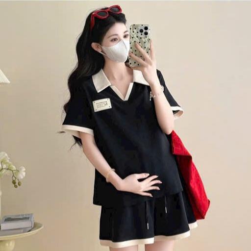 Set Bộ Bầu Cổ Bẻ Dáng Đùi – Cotton Co Giãn 4 Chiều, 3 Màu Xinh Xắn Mặc Nhà Cực Dễ Thương