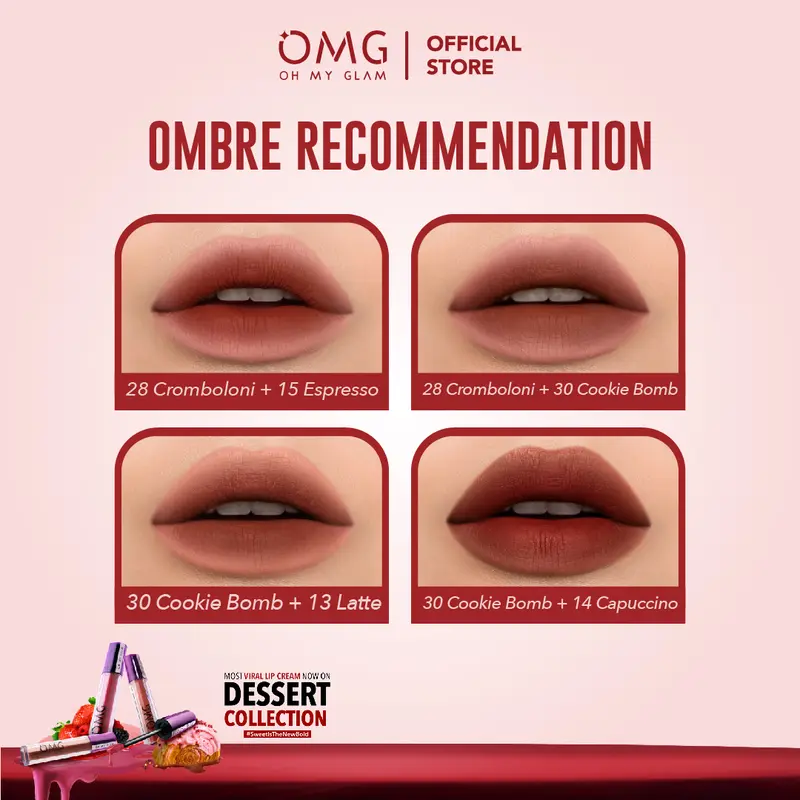[SPECIAL DESSERT EDITION] OMG OH MY GLAM Mattelast Lip Cream 28 Cromboloni 2.9 g -  Lip Cream Matte Dengan Warna Intense, Tahan Lama & Ringan 4