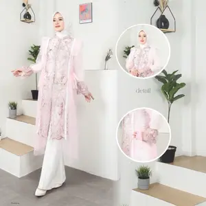 [KZY.ID] ElZA Outer Brukat Wanita Kondangan Kekinian Bahan Brukat Kombinasi Tille Lengan Panjang Muslim  Cardigan  brokat lebaran Motif
