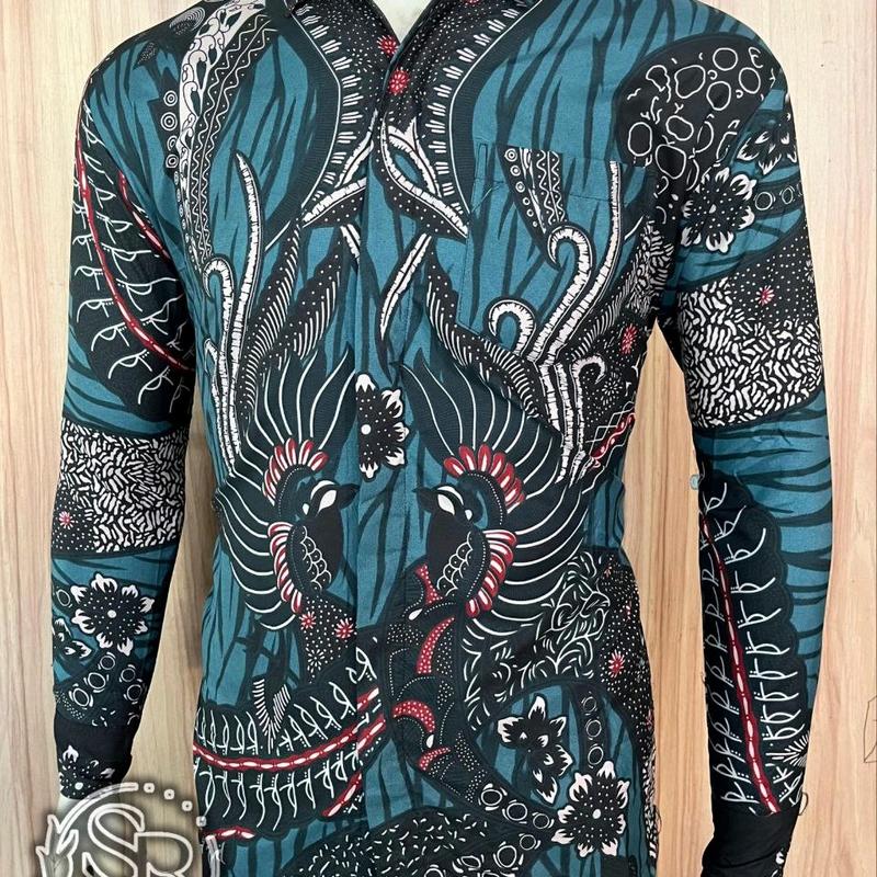 Gie Batik Kemeja Panjang Modern slimfit Katun kantor formal Halus Trendy Resmi dan Casual   Hitam Motif Santai Nyaman Pria Coklat Keren Mewah 1