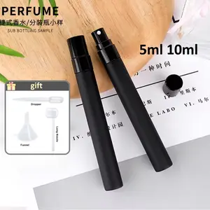5ML 10ML Portable Frosted Spray Bottle Mini Matte Black Perfume Atomizer Essential Oil Mist Sprayer Empty Cosmetic Containers