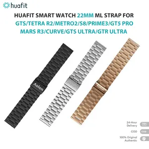 【Tali Jam Tangan】Huafit 22mm Genuine Stainless Steel Smart Watch Strap, warna Hitam/Perak/Emas, cocok untuk GTS/S10/S8/METRO2/GTRmin/GTS ULTRA/GTR ULTRA/PRIME3/GT5 PRO