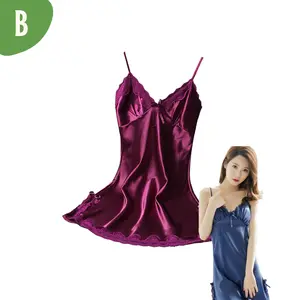 Bluebell  BT001 Baju Tidur Lingerie Wanita Korea Dress Satin Mini Deep Panjang Dewasa Piyama