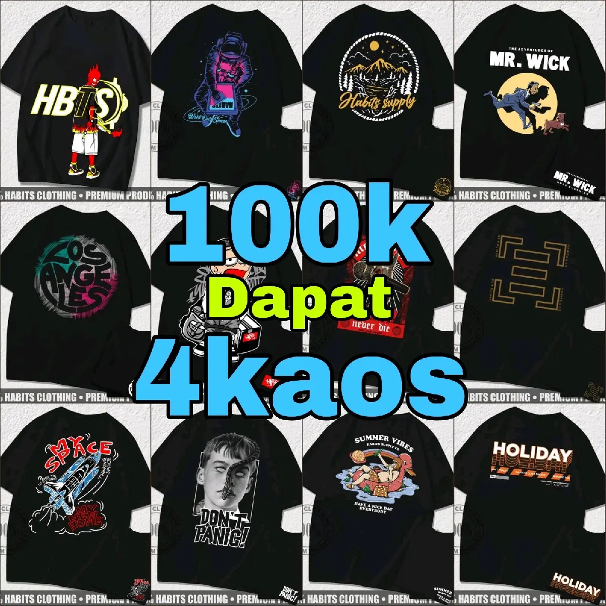 Kaos Pria 100rb Dapat 4pcs Motif Distro Keren Terbaru Kekinian
