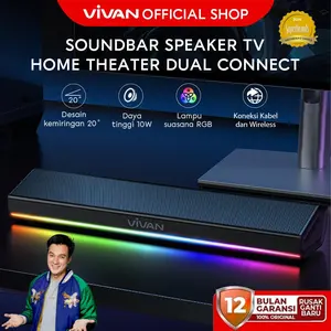 [EXCLUSIVE BAIM WONG] VIVAN Soundbar Speaker TV Wireless Super Bass RGB LED Lampu Bluetooth 5.4 TWS Interkoneksi S2 Garansi 12 Bulan