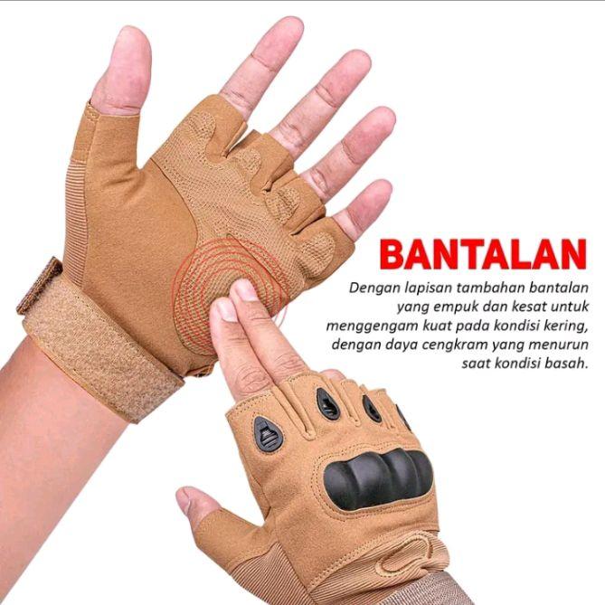 Sarung Tangan Motor Tactical Half Finger Military Grade Anti Slip dengan Protektor Batok Polyuretane Lengan - Outdoor, Kaki 5
