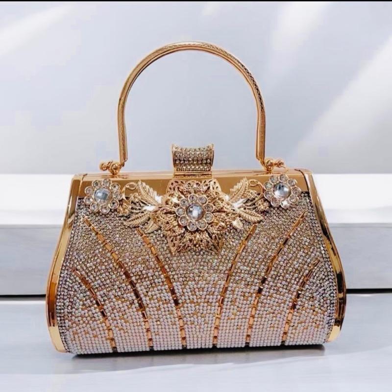 Túi xách quai kiềng hoa đá dự tiệc,Làm Sui, tặng Mẹ sang trọng-Túi xách trung niên đi tiệc đính đá nhiều mẫu-Bag, Đinh, Nữ, Hoa