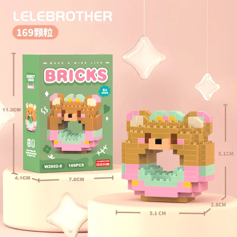 LELE Blok Banan Blcok Banan Kecil DonatSeri Brick Banan Hewan Kecil Anak-anak 5