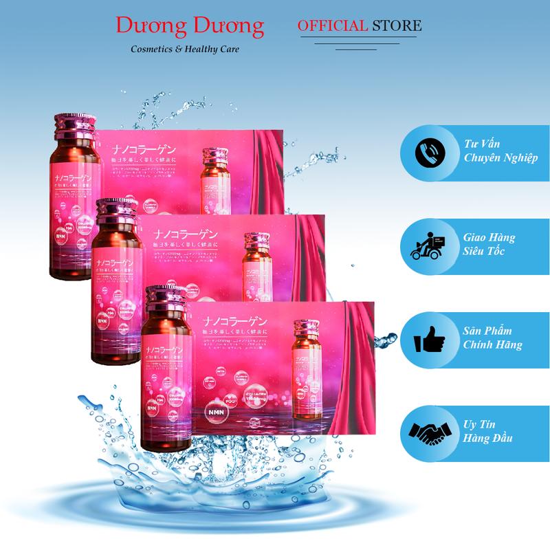 Combo 3 Hộp Nước Uống NANO COLLAGEN PREMIUM 50000mg Giúp Bổ sung NMN Hỗ Trợ Làm Đẹp Da (1 Hộp 50ml x 10 Chai)