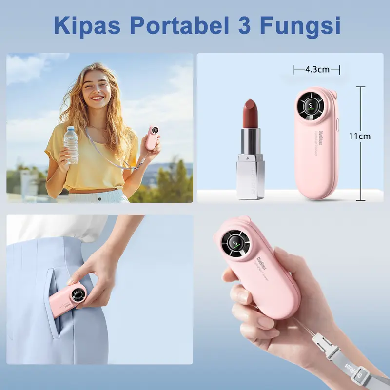 Diveblues Kipas Angin Mini Turbo Strong Portable Rechargeable Fan-5 Speed 14500RPM Digital Display Adjustable Turbo kipas High-speed Turbo kipas tangan 2000mAh tangan untuk olahraga luar ruangan dan pendinginan cepat Led kipas angin portable mini 4