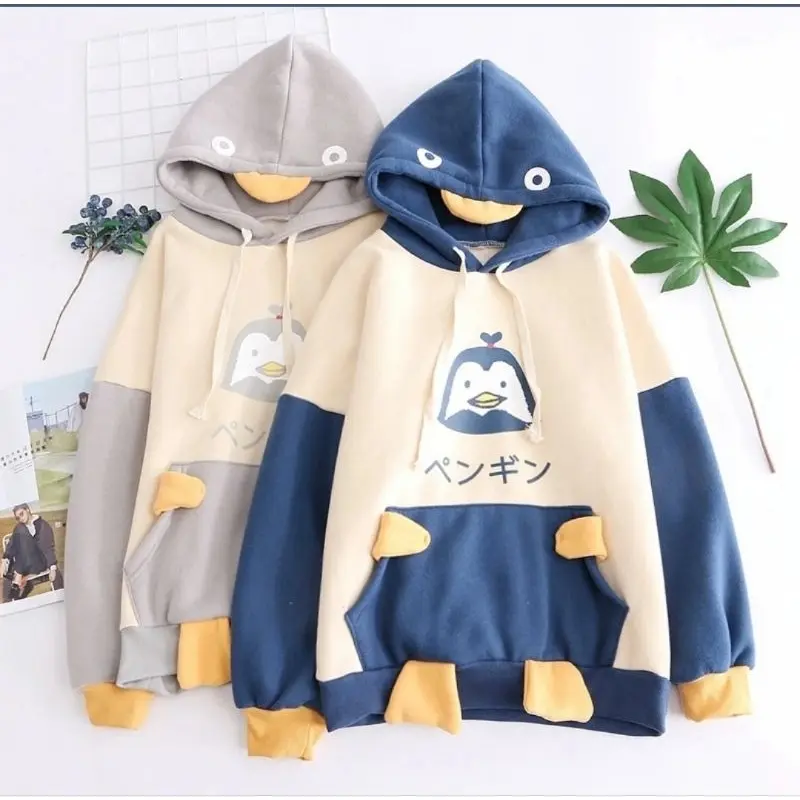 SWEATER HOODIE LUCU OVERSIZE - PINGUIN SWEATER HOODIE OVERSIZE - SWEATER KOREAN STYLE