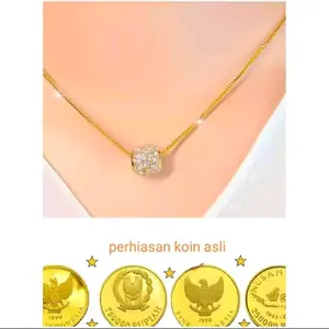 kalung koin asli 1991-1992 kalung koin asli free liontin bulat warna emas anti luntur dan karat