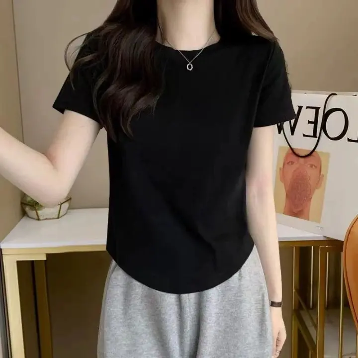 Kaos Polos Dewasa/Kaos Wanita Lengan Pendek/Kaos Oblong Wanita Distro Premium/Atasan/Baju Kasual/Baju Lengan Pendek Melar 8