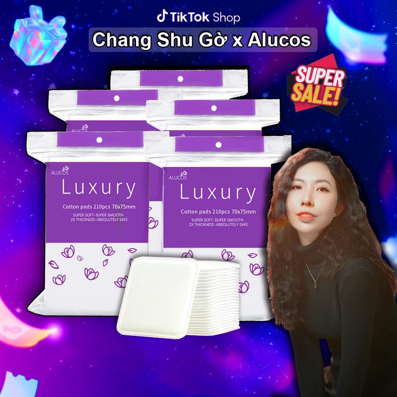   Chang Shu Gờ x Alucos Việt Nam   Combo 05 Gói  Bông tẩy trang Alucos Luxury 210 miếng gói 