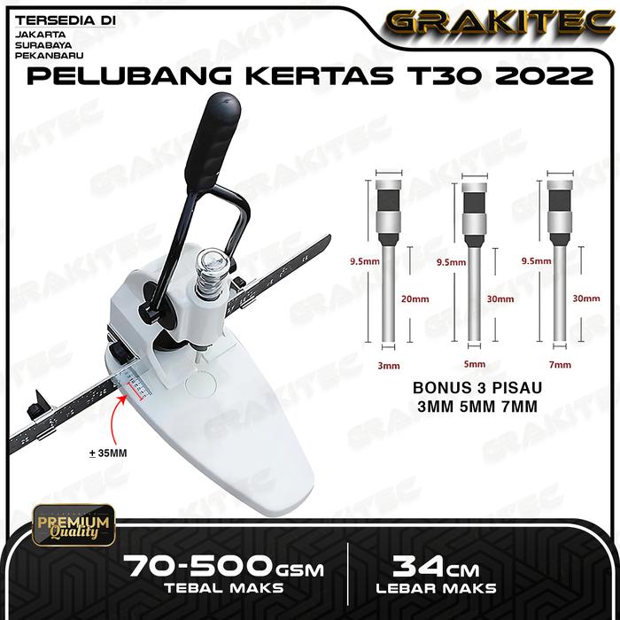 Gambar Grakitec MESIN PELUBANG KERTAS T30 2022 KAPASITAS 300 LEMBAR 3MM 5MM 7MM dari Grakitec Kota Administrasi Jakarta Barat Tokopedia