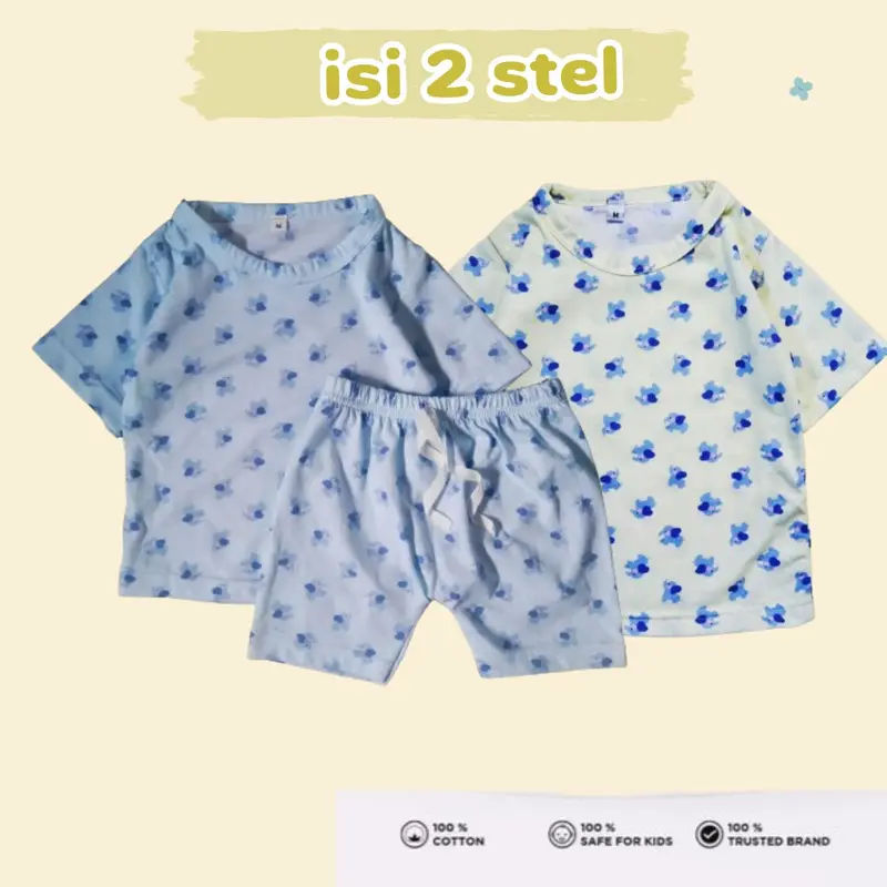 PAKET ( ISI 2 STEL ) SETELAN ANAK KATUN Baju Celana 0