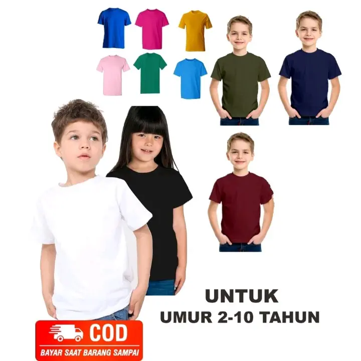 Kaos Polos Anak Baju Polos Anak Pria Wanita Kaos Polos Anak Bahan Cotton Combed 30s Fashion Anak Baju Basic Tee Anak T-shirt anak distro baju anak branded polos Polosan Anak Atasan Anak 1