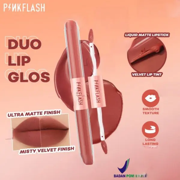 PINKFLASH 2 IN 1 Dual-ended Liquid Lipstik ombrelips Matte Velvet High Pigment Tahan lama Ombre 4