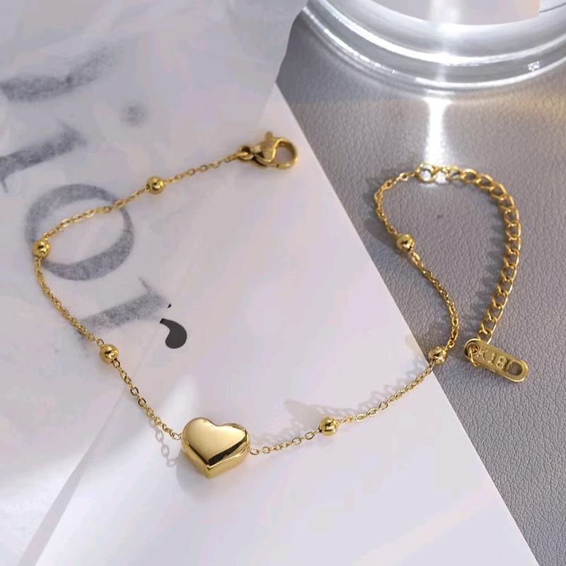 Gelang kaki hati Gk-1118 titanium anti karat warna gold 5