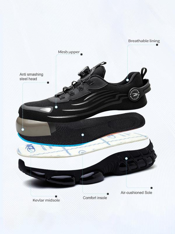 Unisex Colorblock Lace Up Front Safety Shoes, Lightweight Breathable Comfortable Anti-smash and Anti-puncture Shoes, Fashionable Shoes for Work & Daily Wear, Closed 1