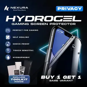 NEXURA Hydrogel Privacy Anti Gores Gaming Untuk Semua Tipe HP | Anti Spy, Tahan Air, Penyembuhan Otomatis, Buy 1 Get 1 (WAJIB NOTES TIPE HP)