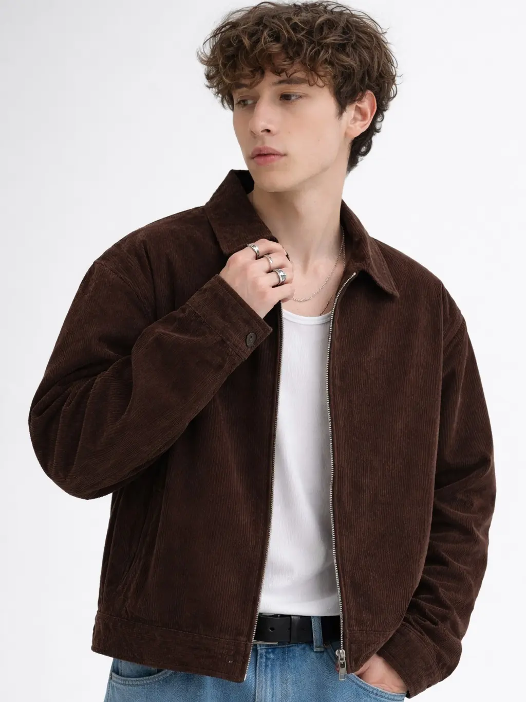 BASICLUSIVE Jaket Pria Corduroy Boxy Cut Minimalist Classic Eternal  Jacket Work Boxy Zipper High Quality Casual