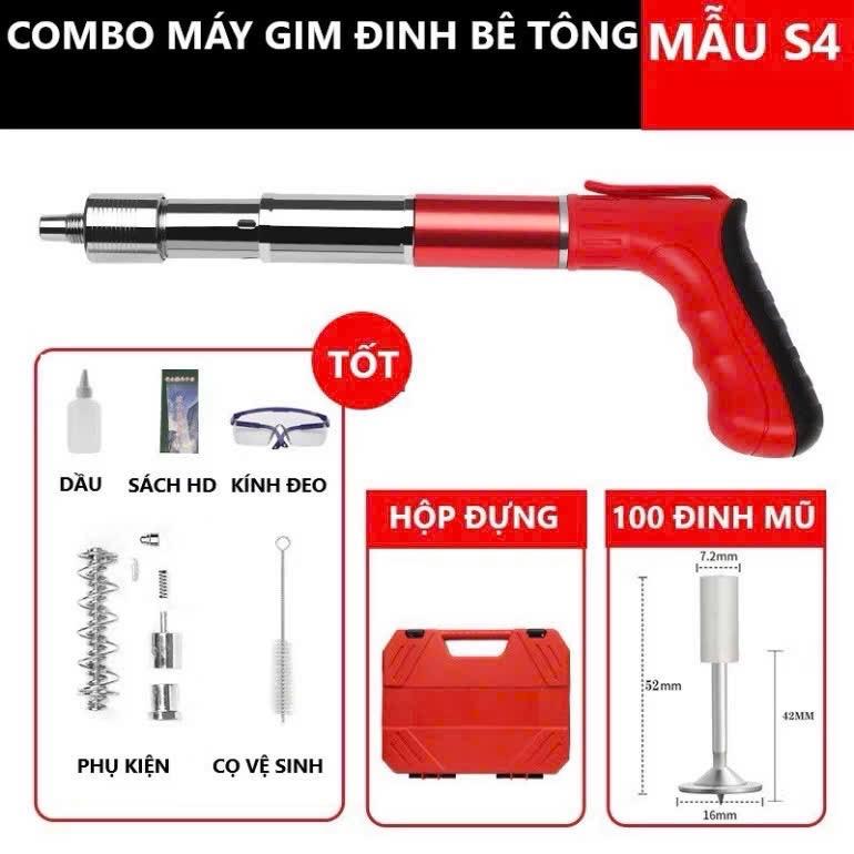 [Tặng 100 đinh] Máy bắn đinh Kpusi S4 - Bắn đinh bê tông, sắt thép 6